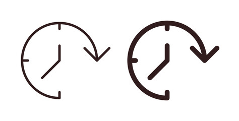 Time forward icons design is in black and white, line stock illustration