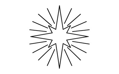 Obraz premium Minimalist outline starburst design with radiating lines in black and white