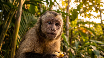 Cute Monkey Portrait in Jungle	