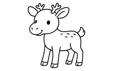 Fototapeta premium Cute reindeer outline design for festive holiday coloring pages
