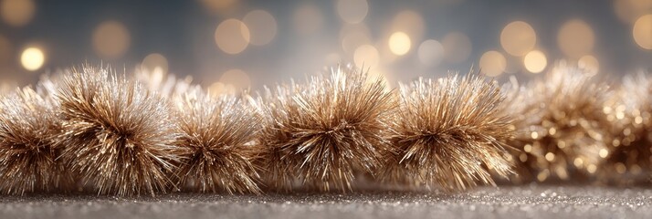 Golden metallic strands with shimmering bokeh create a luxurious abstract background ideal for upscale branding, festive events, or elegant digital designs