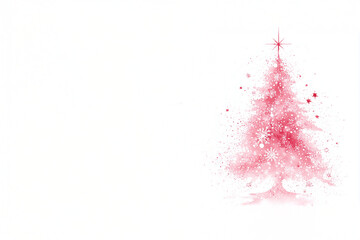 Sapin de noël rose scintillant en particules lumineuses avec étoile supérieure sur fond blanc minimaliste présentant un espace négatif copyspace pour visuels saisonniers noël fêtes de fin d’année