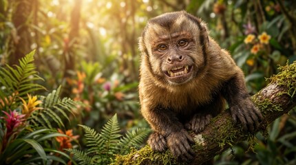 Cute Monkey Portrait in Jungle	
