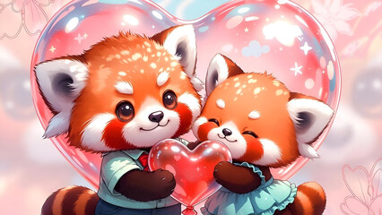 two teddy bears and a heart