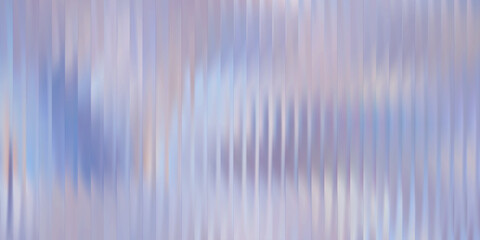 Abstract vertical reeded glass texture, soft purple blue gradient with frozen refraction. Ribbed pattern background, vector illustration.