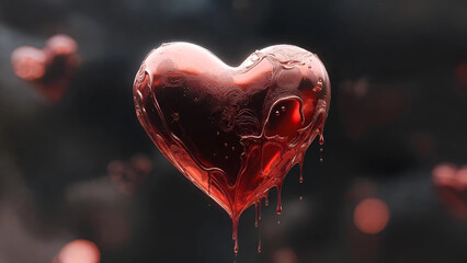 red heart on black background