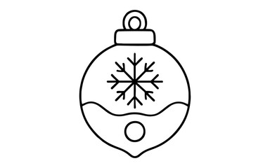 Obraz premium Christmas ornament with snowflake design in minimalist black and white line art