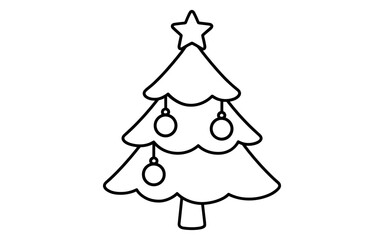 Fototapeta premium Simple christmas tree outline with decorations and star