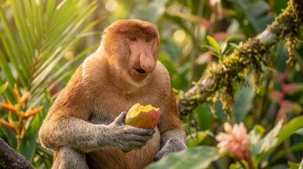 Cute Monkey Portrait in Jungle	