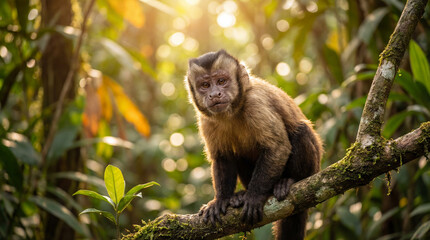 Cute Monkey Portrait in Jungle	