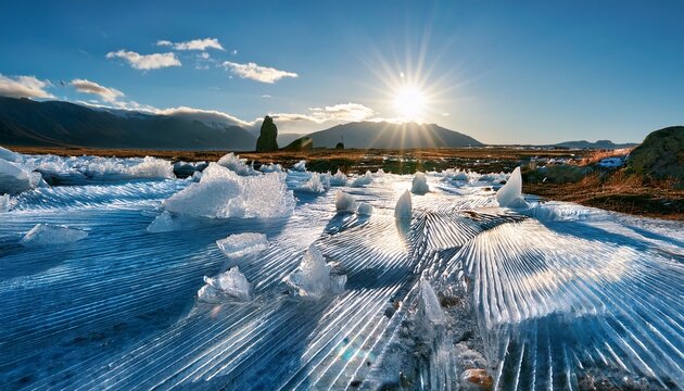 Glistening Glacial Acetic Acid Crystals Surreal Frozen Formations In Landscape