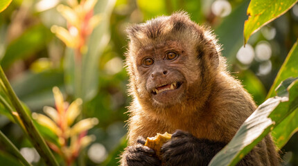 Cute Monkey Portrait in Jungle	