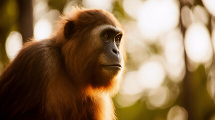Cute Monkey Portrait in Jungle	