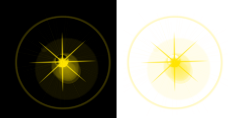 Vector transparent sunlight with sun glare. Overlay, Sun rays and glare, Sun, sunrays, light transitions, lens flare, light leaks and glare in PNG format. PNG sunlight flare. Golden flash and glare.