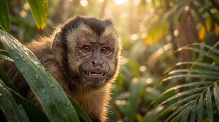 Cute Monkey Portrait in Jungle	