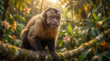 Cute Monkey Portrait in Jungle	