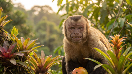 Cute Monkey Portrait in Jungle	