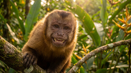Cute Monkey Portrait in Jungle	