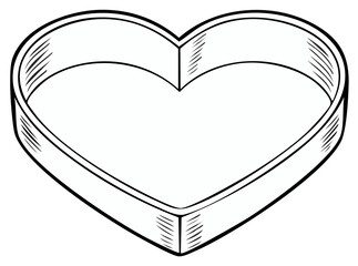 Line art illustration of a heart shaped cookie cutter for baking pastries and Valentine's Day treats