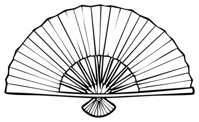 Simple Outline Illustration of a Traditional Folding Fan, Open and Ready to Create a Breeze