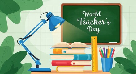 World Teacher's Day celebration with desk supplies