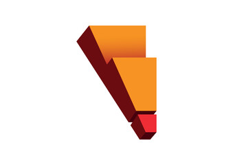 3d vector exclamation mark. perspective exclamation point concept