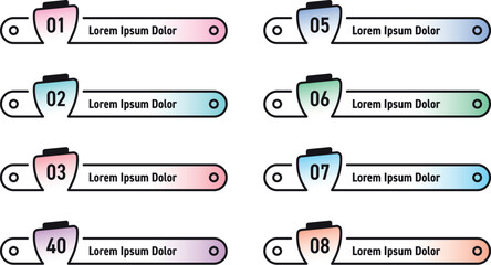 eight steps banner set. eight steps set for business, education, technology world