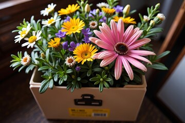 Flowers Adorn a Toolbox Bouquet