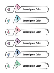 Six step linear banner set. Banner set for education, business, technology