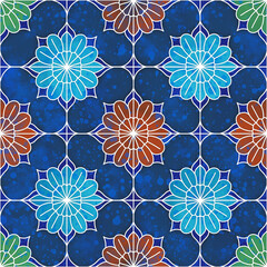 seamless geometric pattern with flowers