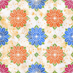 seamless geometric pattern with flowers