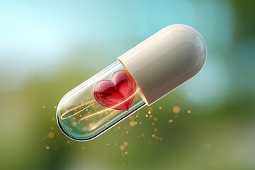 Heart-shaped object inside transparent capsule