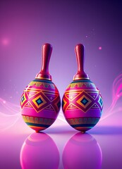 Latin Rhythm Maracas with Bright Ethnic Patterns