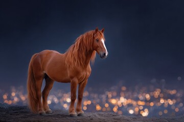 Majestic red horse symbolizing good fortune and joy for Chinese New Year 2026 under a starry night sky