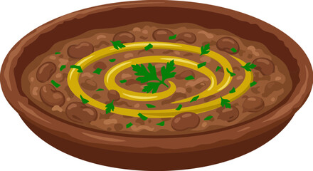 Ful Medames Background Fava Beans Olive Oil Arabic Breakfast Dish