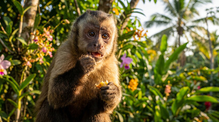 Obraz premium Cute Monkey Portrait in Jungle 