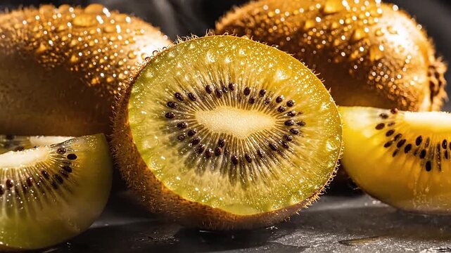 Xanthic varieties of gold colored cinematic shot of kiwis gold