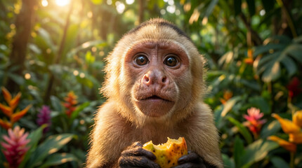 Fototapeta premium Cute Monkey Portrait in Jungle 