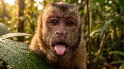 Obraz premium Cute Monkey Portrait in Jungle 