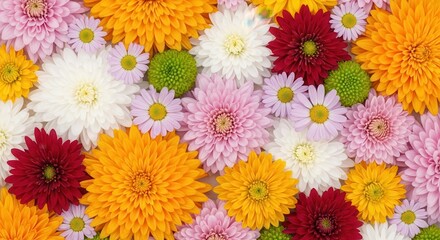 Colorful Chrysanthemums Blooming in a Vibrant Floral Display