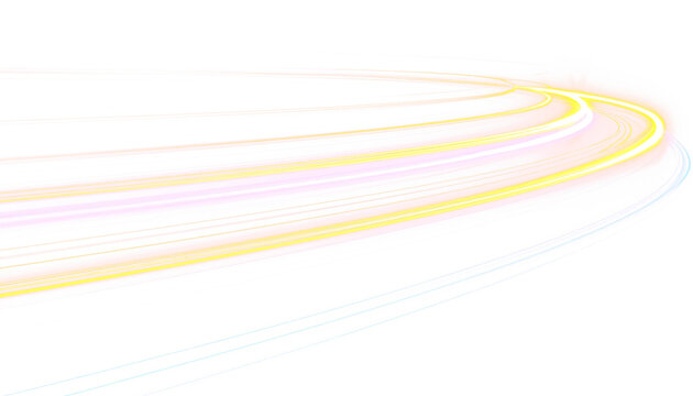 Dynamic light lines indicating quick movement and flowing energy on a checkered transparent background