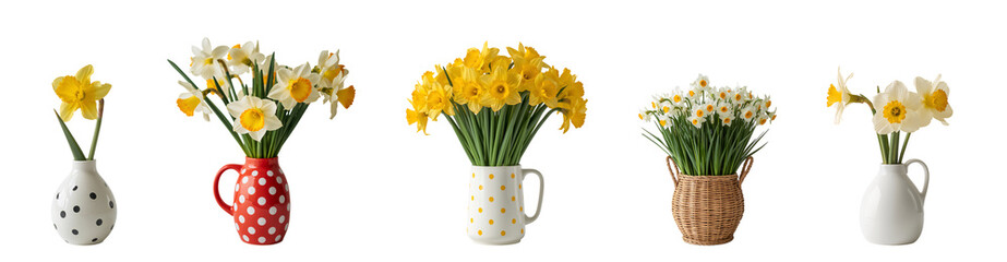 Beautiful blooming narcissus flower isolated on transparent background