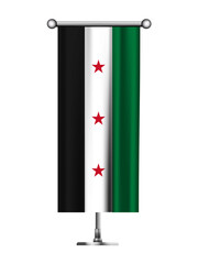 Realistic Standing Vertical SYRIA Flag Banner on Metallic Pole