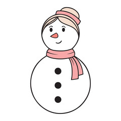 Cute Snowman Illustration, Minimal Winter Character, Cozy Christmas Holiday Icon Design