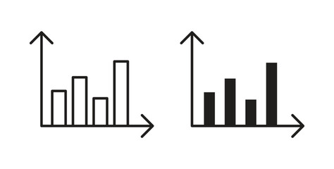 Bar chart icons, vector design. Silhouette and stroke icon collection © iconic
