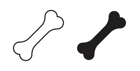 Bone icons, vector design. Silhouette and stroke icon collection