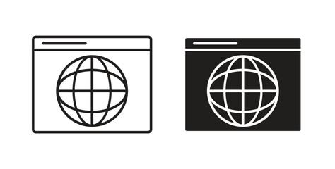 Browser icons, vector design. Silhouette and stroke icon collection