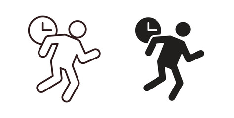 Busy icons, vector design. Silhouette and stroke icon collection