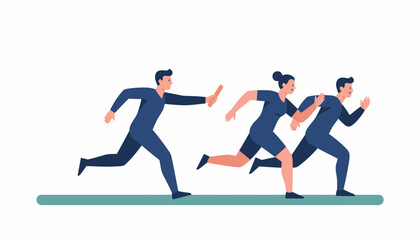 A relay race showcasing teammates passing a baton illustrating trust and coordination in achieving success.