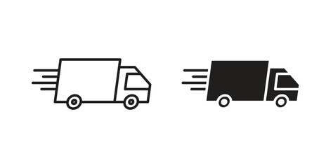 Delivery icons, vector design. Silhouette and stroke icon collection